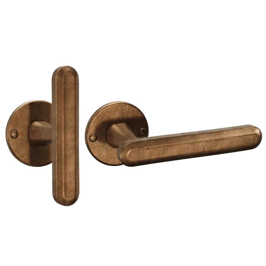 [4034443] Door Lever handle Terra T+L (Craft Cognac)